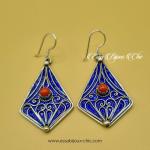 Boucles d’oreille en argent, avec émail bleu Mogador