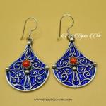 Boucles d’oreille en argent, avec émail bleu Mogador