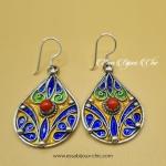 Boucles d’oreille en argent, avec émail coloré