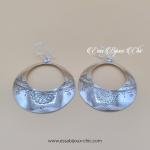 Boucles d’oreille en argent, creux, gravures motifs maghrébins.