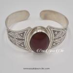 Bracelet ajustable en argent d’inspiration berbère avec pierre Coraline