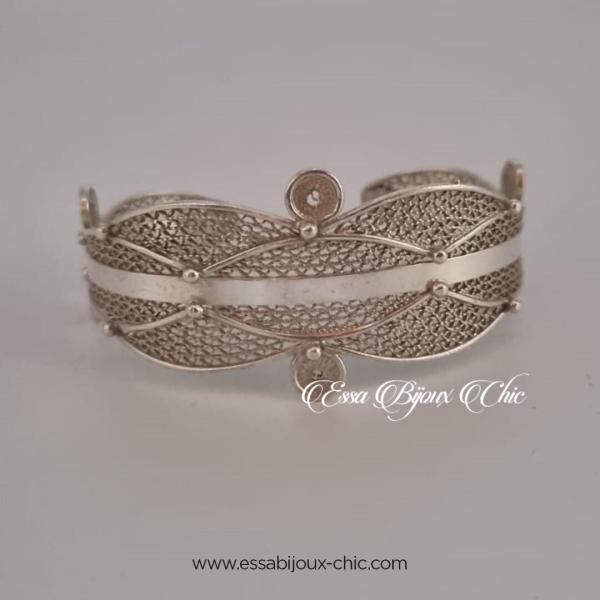 Bracelet ajustable en argent d’un style Mogador