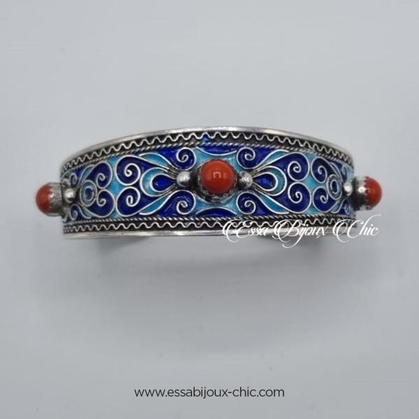 Bracelet ajustable en argent et émail