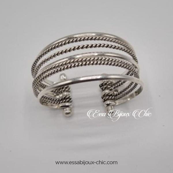 Bracelet ajustable en argent sous forme de 7 alliances