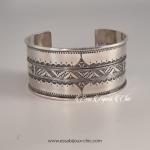 Bracelet large ajustable en argent, orné de filigrane ajour