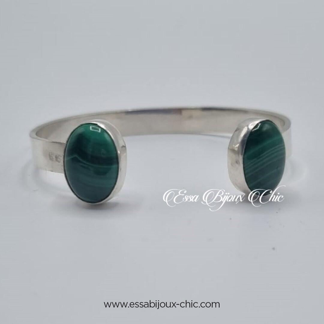 Bracelet En Argent 925 Et Malachite Ajustable - Modèle B-AR-39 - Neuf Avec étiquettes